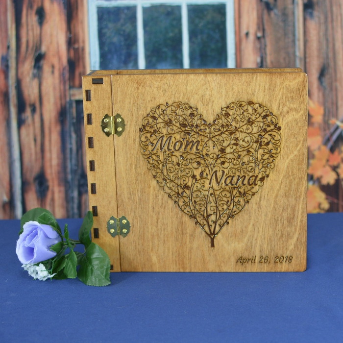 Family Monogram Personalized Wood Photo Album- 3 Ring - Whitetail  Woodcrafters